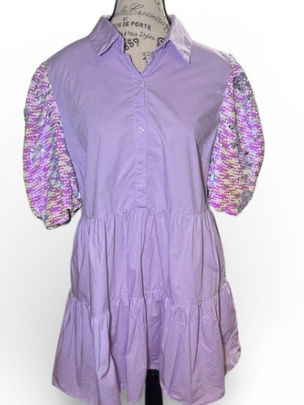 Peach Love California Lilac Button-Front Blouse